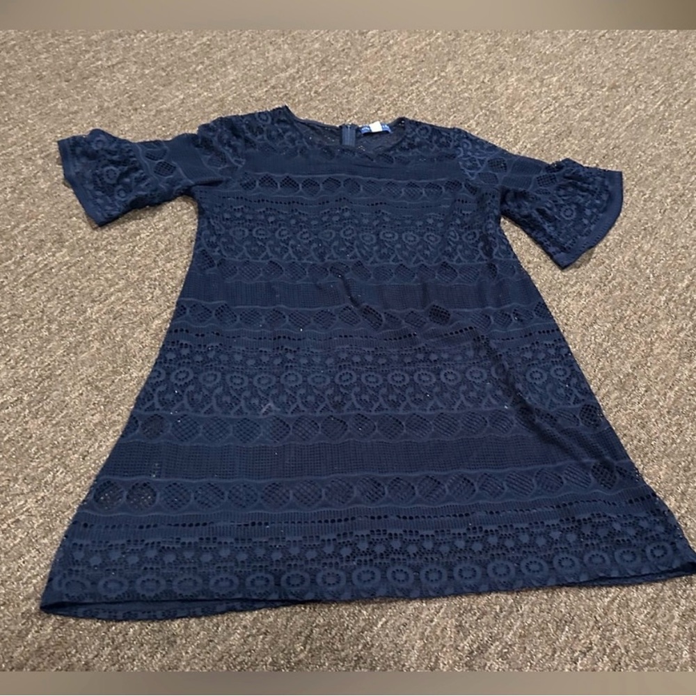 Simply Styled Navy Dress with Bell Sleeves